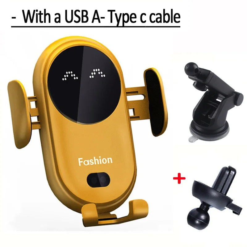 Car Wireless Charger for iPhone 17 16 15 14 13 12 11 XR Samsung S23 S22 Xiaomi Fast Charging Infrared Sensor Phone Holder Mount