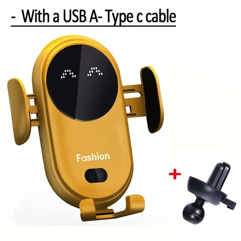 Car Wireless Charger for iPhone 17 16 15 14 13 12 11 XR Samsung S23 S22 Xiaomi Fast Charging Infrared Sensor Phone Holder Mount