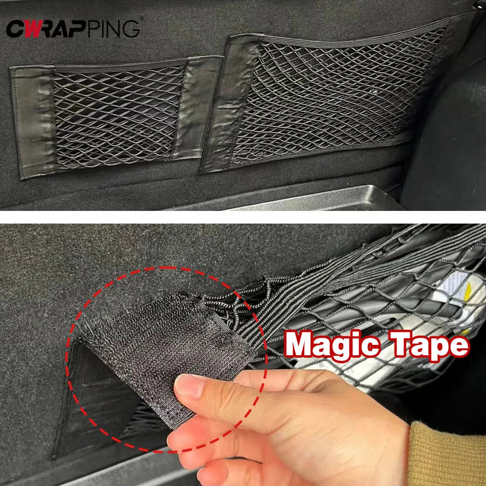 Car Trunk Storage Bag Nylon Mesh Nets Auto Back Rear Trunk Organizer Elastic String Luggage Net Holder Pocket Vehicle supplies