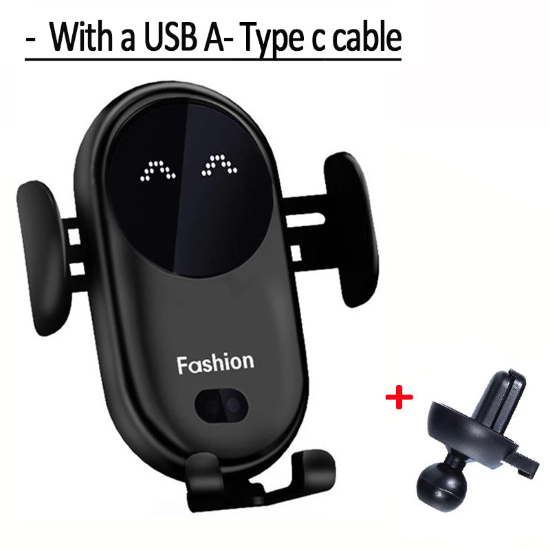 Car Wireless Charger for iPhone 17 16 15 14 13 12 11 XR Samsung S23 S22 Xiaomi Fast Charging Infrared Sensor Phone Holder Mount