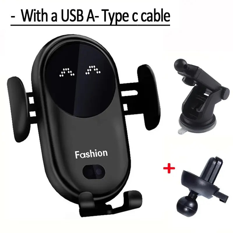 Car Wireless Charger for iPhone 17 16 15 14 13 12 11 XR Samsung S23 S22 Xiaomi Fast Charging Infrared Sensor Phone Holder Mount