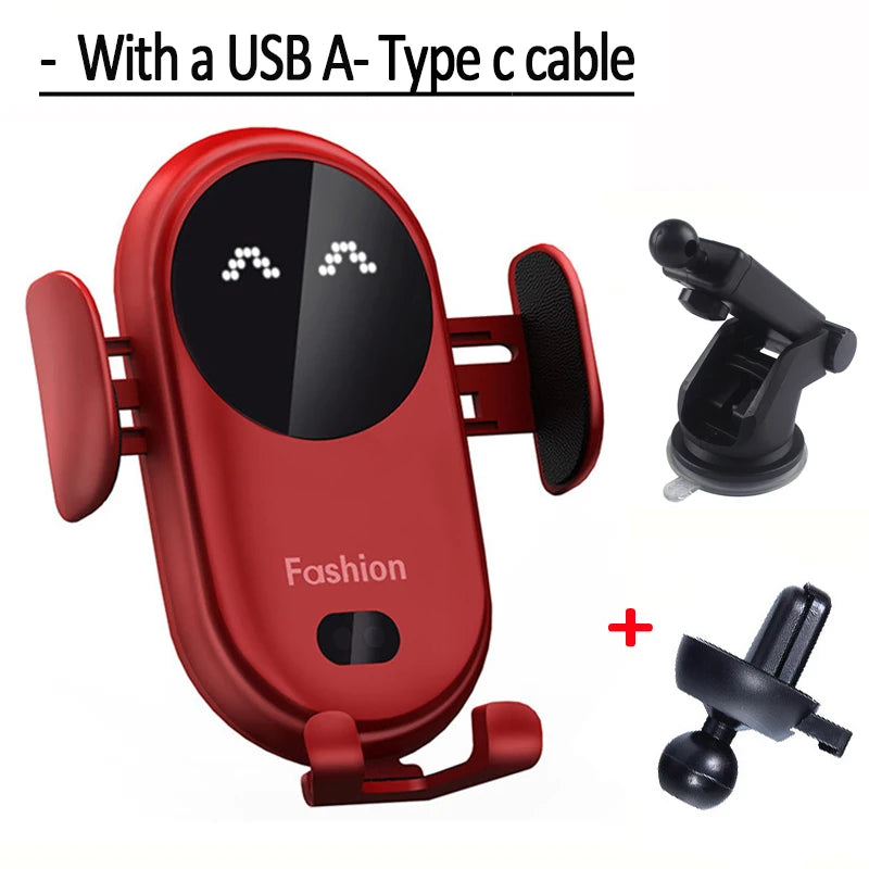 Car Wireless Charger for iPhone 17 16 15 14 13 12 11 XR Samsung S23 S22 Xiaomi Fast Charging Infrared Sensor Phone Holder Mount