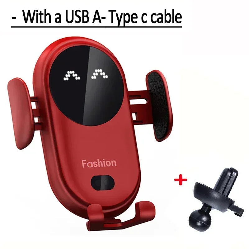 Car Wireless Charger for iPhone 17 16 15 14 13 12 11 XR Samsung S23 S22 Xiaomi Fast Charging Infrared Sensor Phone Holder Mount