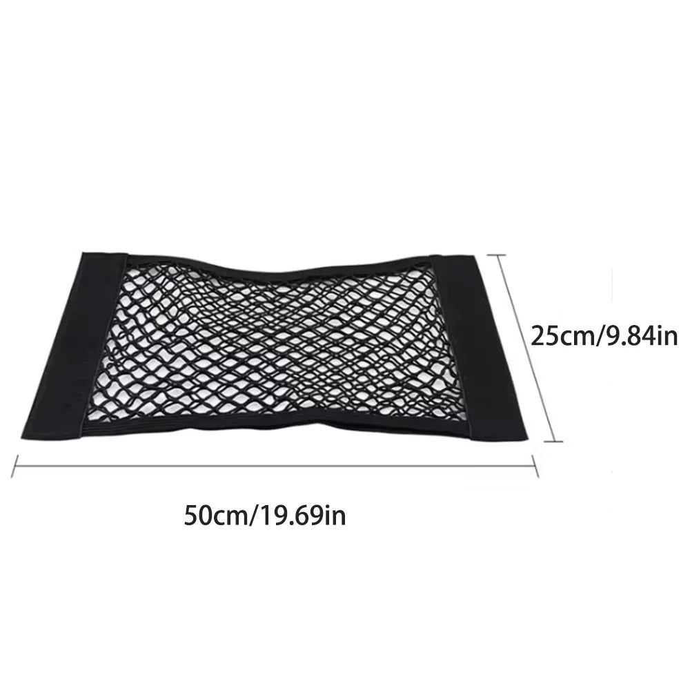 Car Storage Net Stretchable Mesh Pocket Net Magic Elastic Sticker Universal Rear Mesh Trunk Seat Bag Pocket Cage Auto Organizer