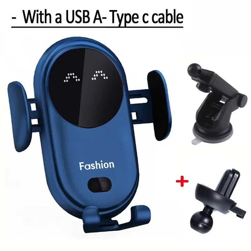 Car Wireless Charger for iPhone 17 16 15 14 13 12 11 XR Samsung S23 S22 Xiaomi Fast Charging Infrared Sensor Phone Holder Mount