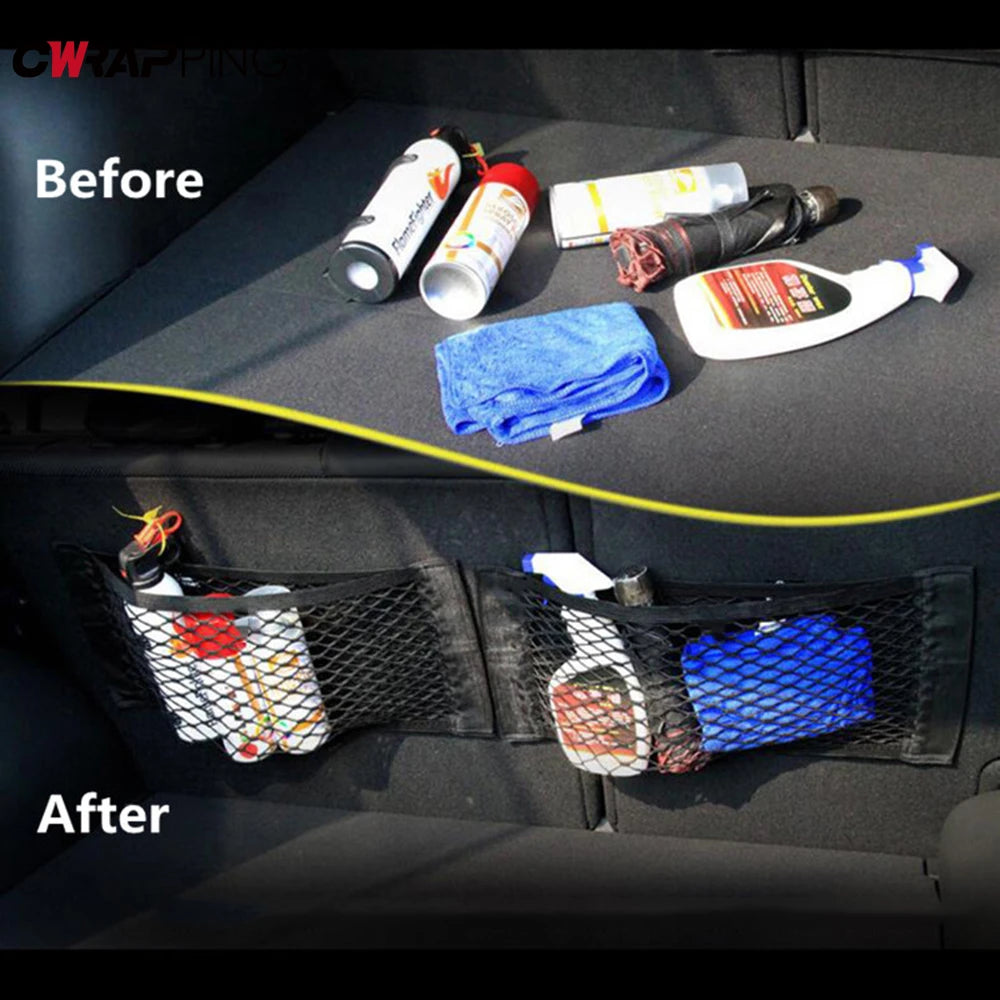 Car Trunk Storage Bag Nylon Mesh Nets Auto Back Rear Trunk Organizer Elastic String Luggage Net Holder Pocket Vehicle supplies